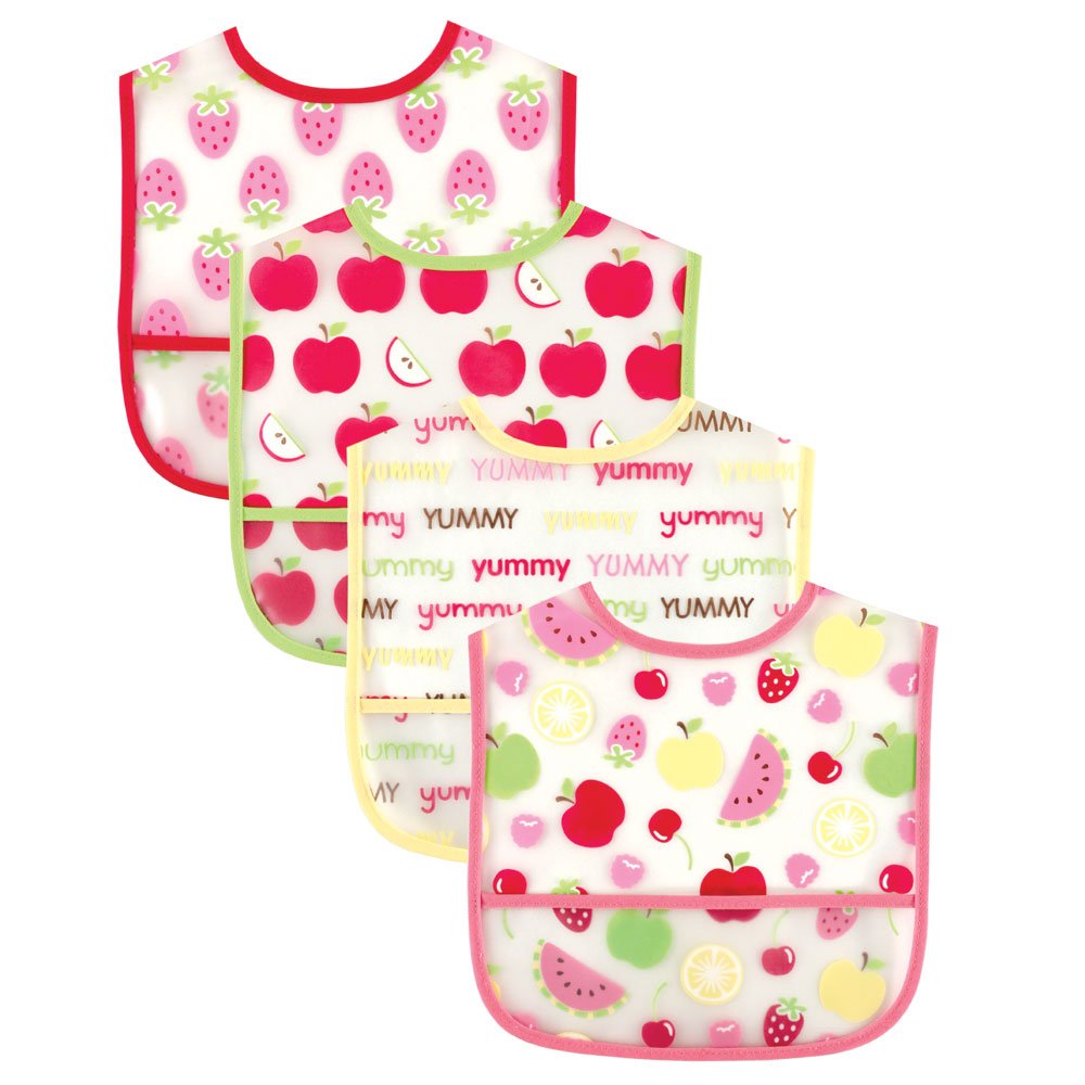 Luvable Friends Unisex Baby Waterproof PEVA Bibs, Pink, One Size — image 1
