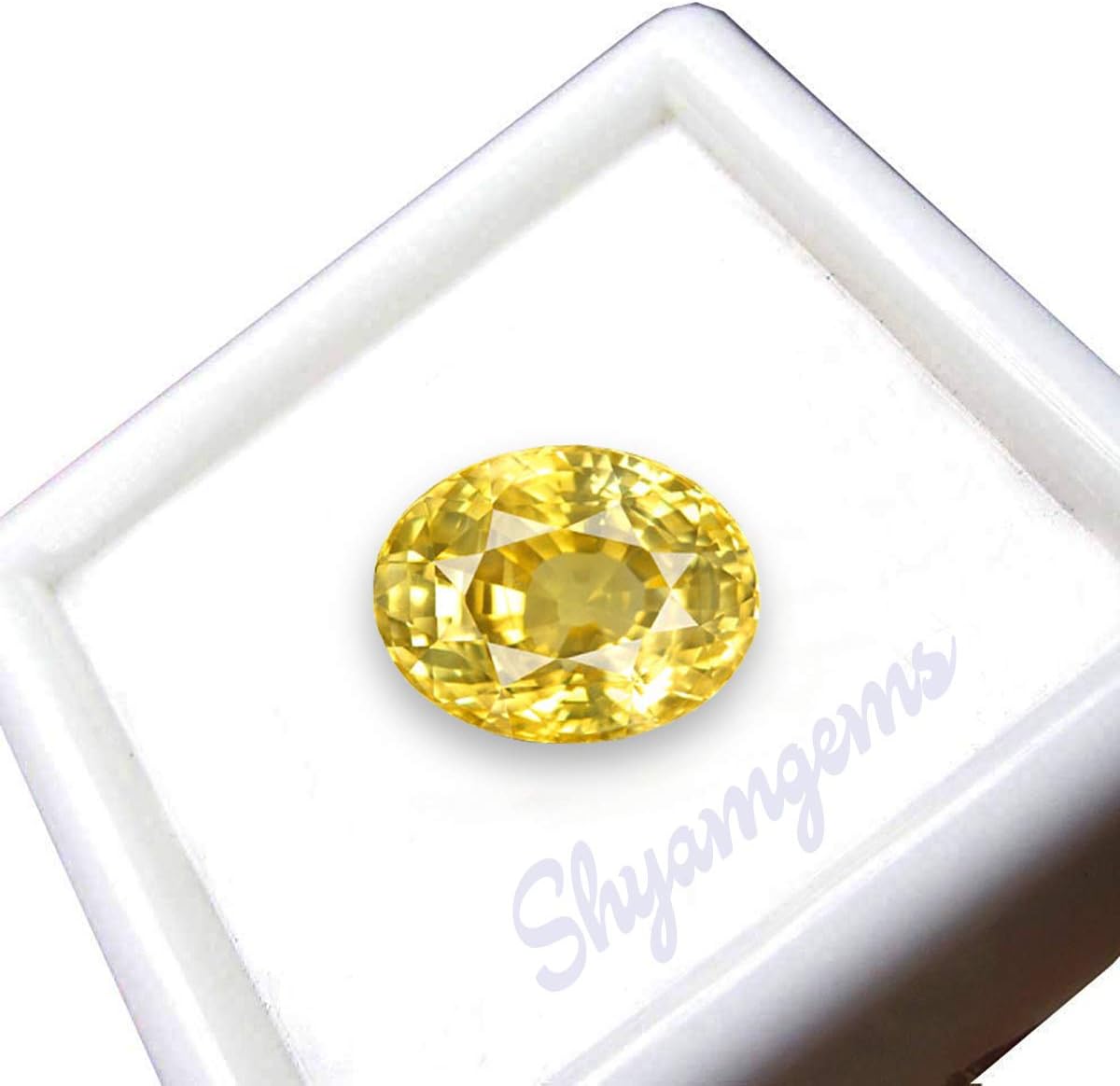 Shreeshyamgems 7.25 Ratti Unheated Untreated Ceylone Yellow Sapphire Pukhraj Stone Original Certified Natural Gemstone