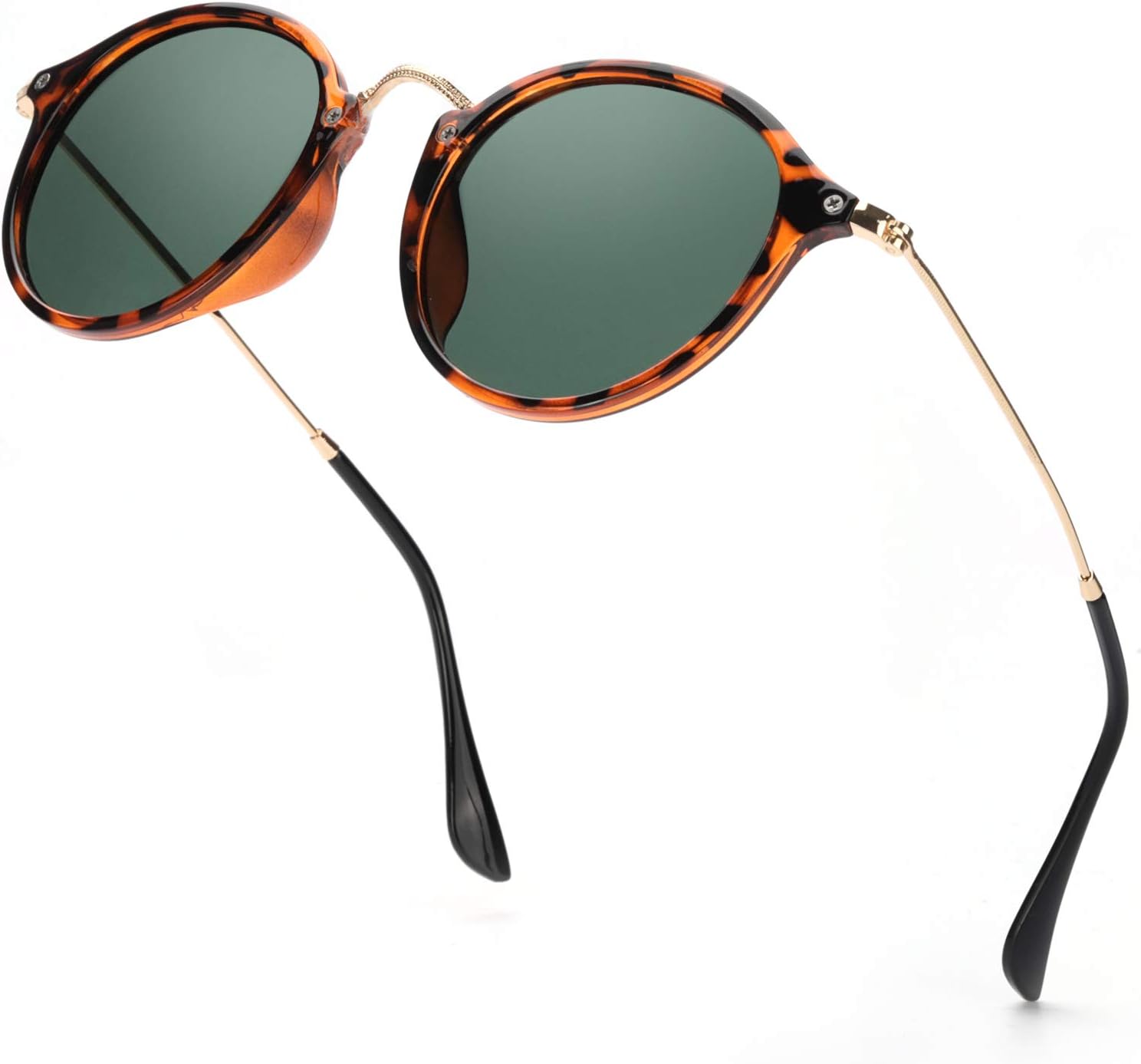 Mens Lennon Round Retro Polarized Sunglasses for Driving Fishing,100% UVA/UVB Protection Steampunk Frame