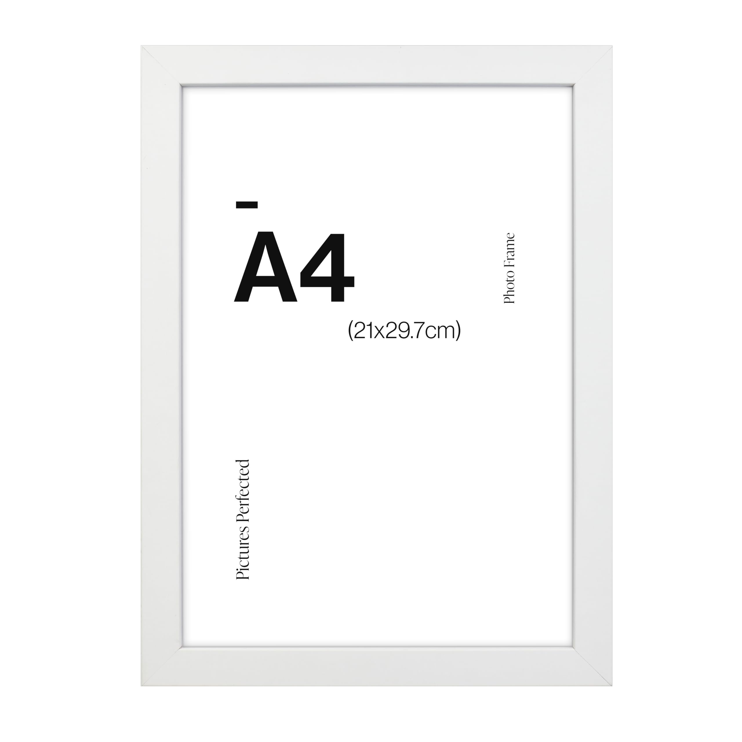 Contemporary White A4 Wooden Picture Frame for A4 (21 x 29.7cm) Photos or Pictures, Plexi Glass, Freestanding or Wall Mounted Landscape or Portrait