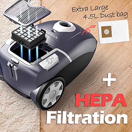 Professional Canister Vacuum Cleaner UA807, Advanced 62 dB Low