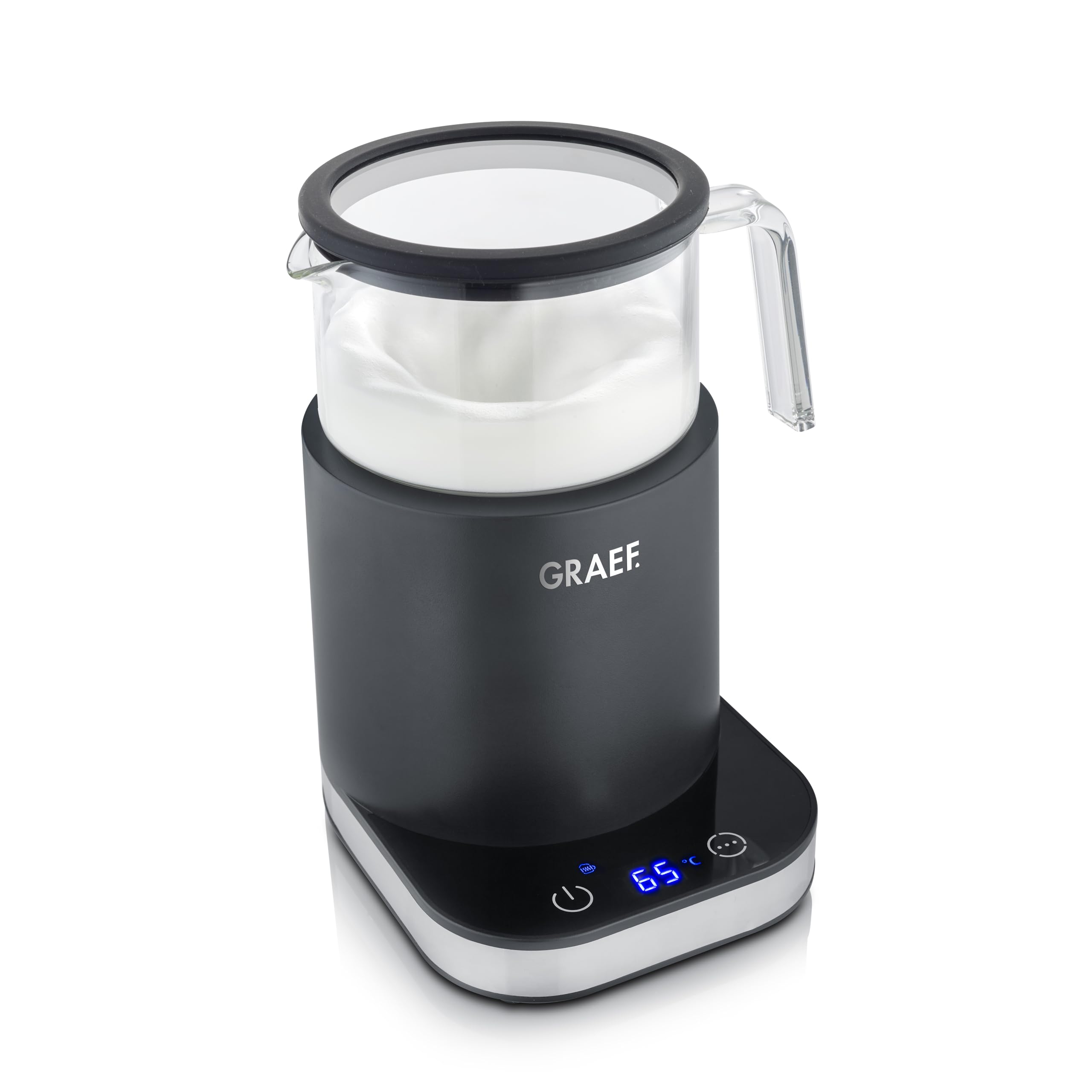 GRAEF Glass Milk Frother MS902UKI with Touch Display and 6 Programs, Black