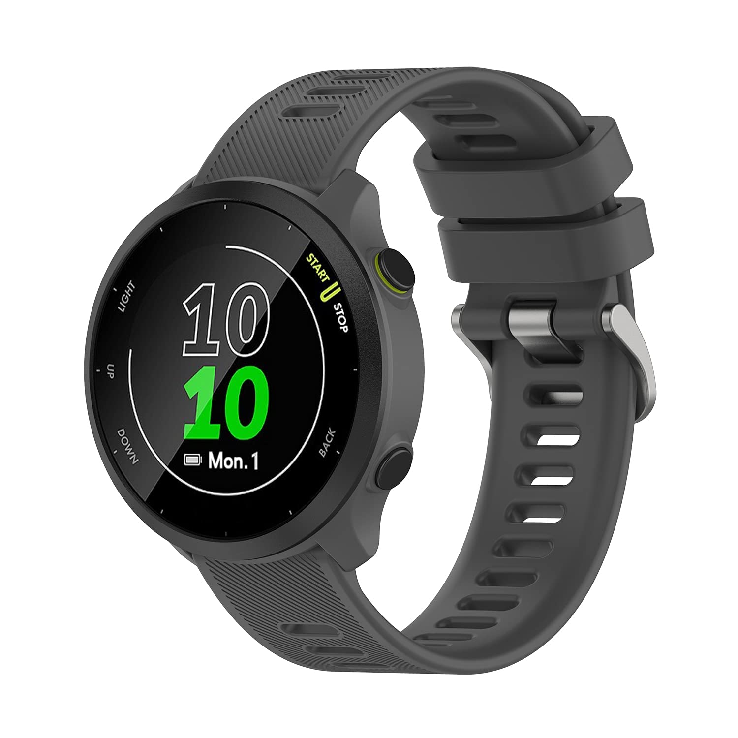 Wownadu 20mm Watch Strap Compatible for Garmin Forerunner 55/245 /165/645, Replacement Silicone Straps Grey Waterproof Sport Band for Women Men, Accessories (No Watch)