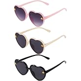obmwang 3 Pieces Kids Heart Shaped Sunglasses for Toddler Girls Age 3-10 | Stylish Cute Bee Sunglasses, Outdoor Beach Eyewear, UV400 Protection Sunglasses