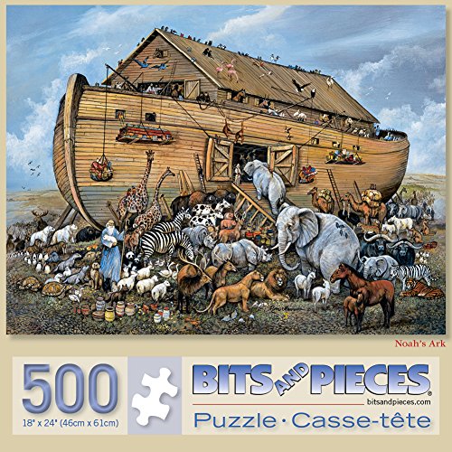 Bits and Pieces - 500 Piece Jigsaw Puzzle for Adults - Noah's Ark - 500 pc Boat and Animals Jigsaw by Artist Ruane Manning