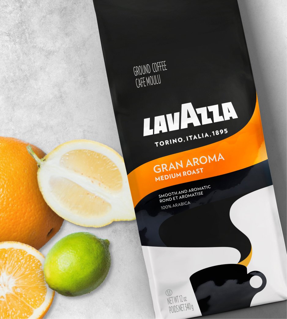 Lavazza Gran Aroma Ground Coffee Blend, Medium Espresso Roast, 12Ounce
