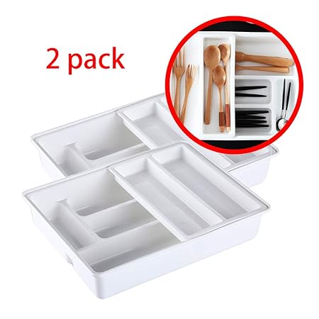 Kitchen Drawer Dividers Cutlery Tray Sliding Push Pull 2 Tier