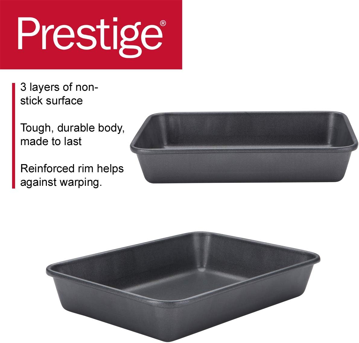 Prestige 66935 Tough & Strong 4 Piece bakeware Set-Reinforced Non-Stick Steel Bake Ware - Oven and Dishwasher Safe - Image 3