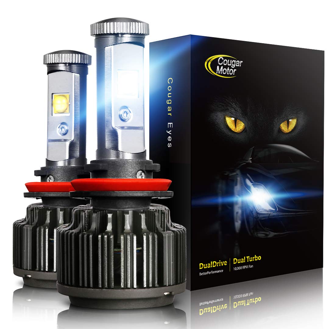 Best HID Headlight Kits Cougar Motor LED Headlight Bulbs All-in-One Conversion Kit - H11 (H8, H9) -7,200Lm 6000K Cool White CREE