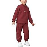 Arshiner Toddler Boys Letter Embroidery Half Zip Sweatshirt & Pants Set Fuzzy Fleece Fall Winter Outfits 2~6 Years