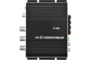 FYDUN Mini HiFi 2.1, Car Home Audio Power Amplifier 838 Stereo Bass Auto Mini Amplifier for Digital Amp Silver (Black)