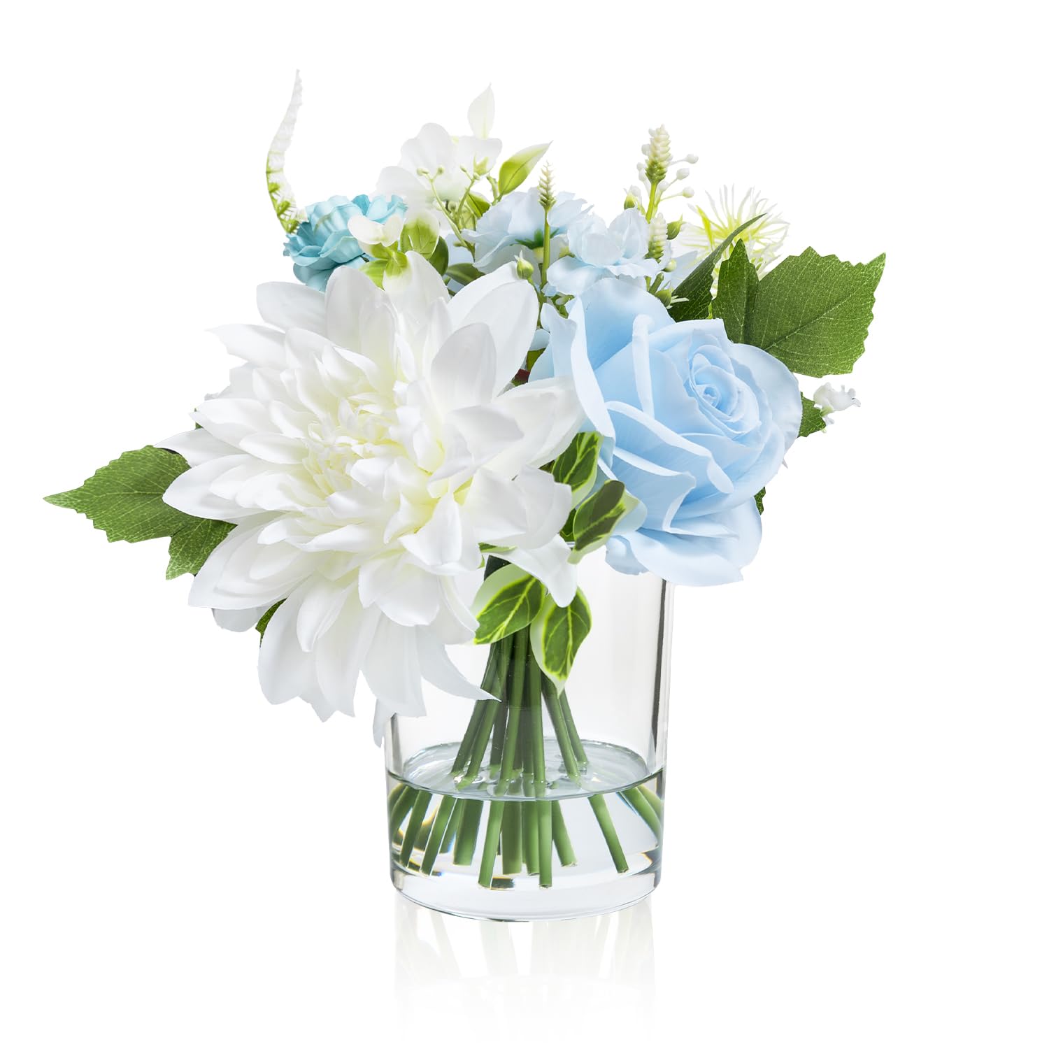 WELL KNOWN Artificial Flowers in Glass Vase with