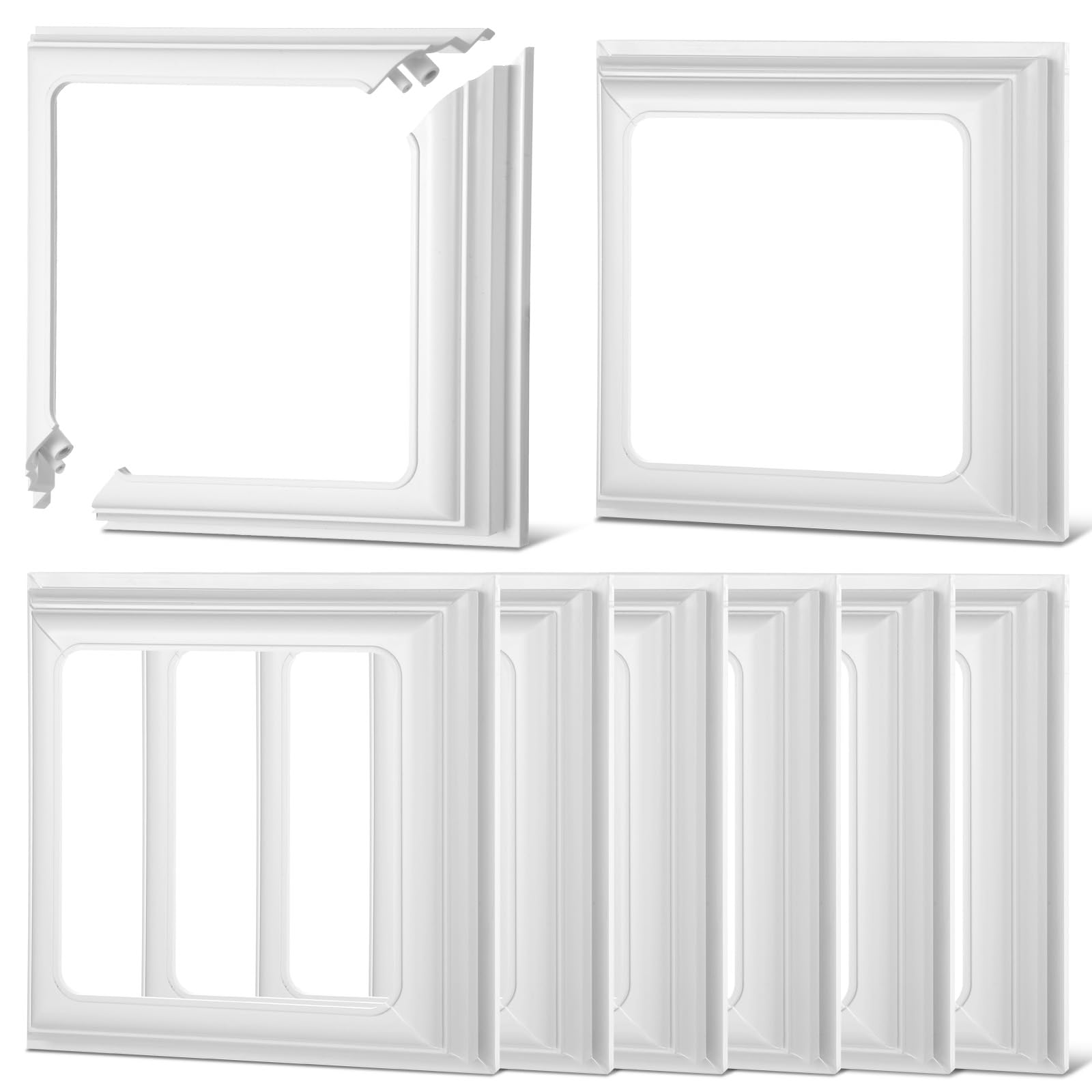 Photo 1 of 8Pcs 4x4 Vinyl Post Skirt Post Base Cover Column Wraps for Porch Deck Base Pole Vinyl Sleeve White Trim for Wood Hand and Stair Rails