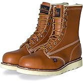 Thorogood American Heritage 8” Steel Toe Work Boots for Men - Full-Grain Leather with Round Toe, Slip-Resistant Wedge Outsole and Comfort Insole; EH Rated