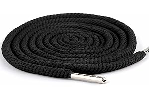 TORMEN Replacement Drawstrings Drawcords 51IN Cotton Drawstring Cord with Easy Adjustable Easy to Install Perfect for Hoodies Activewear(1 Pcs Metal, Rough Round, Black)