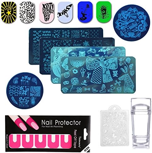 Nail Art Stamping Plates Holiday & Party Style Print Image Template kit-6pcs Nail Plates & 1pc Nail Stamper & 1pc Scraper & 1sheet Nail Protector Sticker By Jasmine Dreamin