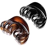 Youxuan Hair Claw for Women, 4 Inch Pretty Hair Clip, Hair Grip for Thick Hair, Black and Coffee