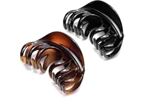 Youxuan Hair Claw for Women, 4 Inch Pretty Hair Clip, Hair Grip for Thick Hair, Black and Coffee