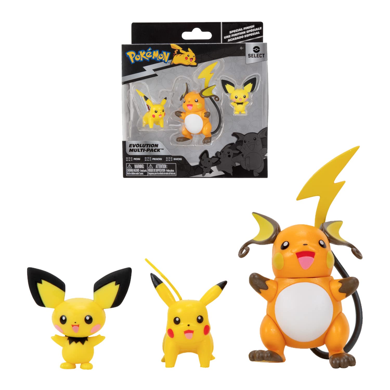Pokémon Bandai JW2778 Evolution Pack Pichu Pikachu & Raichu Figure 5 cm + 8 cm Pikachu Figure + 10 cm