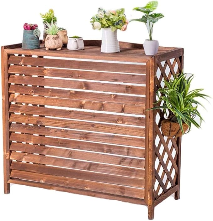 Louvered Air Conditioner Cover Flower Solid Wood Air