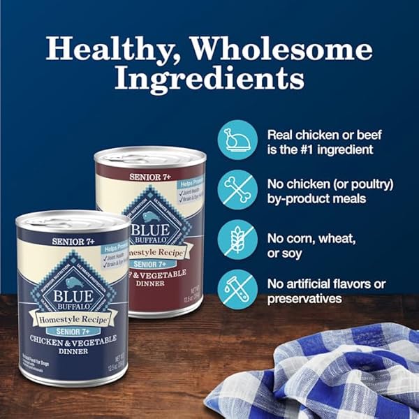 BLUE BUFFALO HOMESTYLE RECIPE BEEF DINNER AND CHICKEN DINNER SENIOR WET DOG FOOD VARIETY PACK 12.5 OZ. COUNT OF 6
