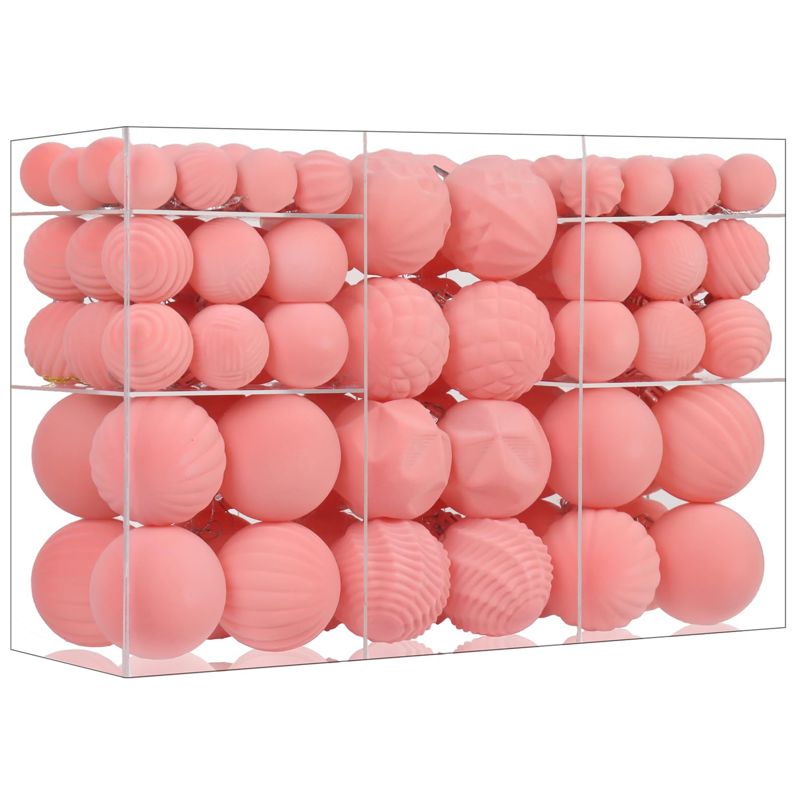 Photo 1 of 100 Pcs Christmas Velvet Balls Set, Christmas Balls Decorations, Flocked Hanging Ornaments for Xmas Tree Wedding Anniversary Party (Pink)