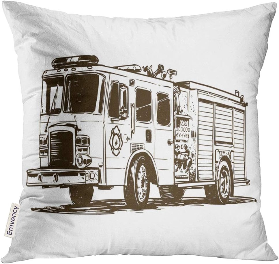 Amazon Com Upoos Throw Pillow Cover Black Automobile Fire Truck