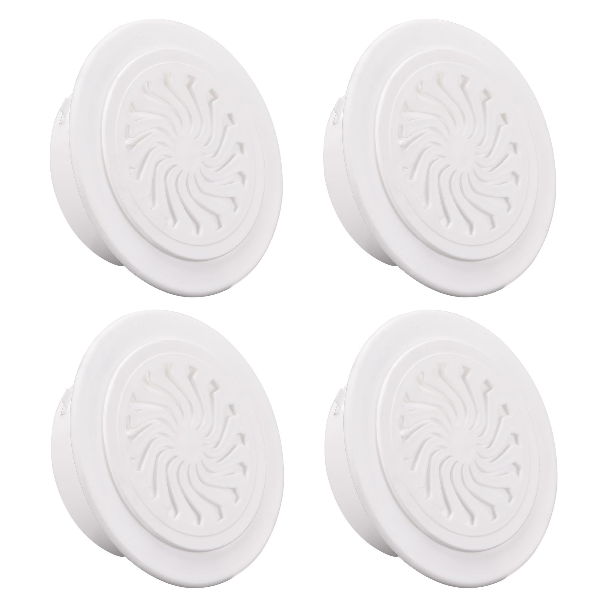 sourcing map Round Vent Cover, ABS Plastic Adjustable Air Vent Cover White for 3.1" - 3.5" Diameter Hole 4pcs