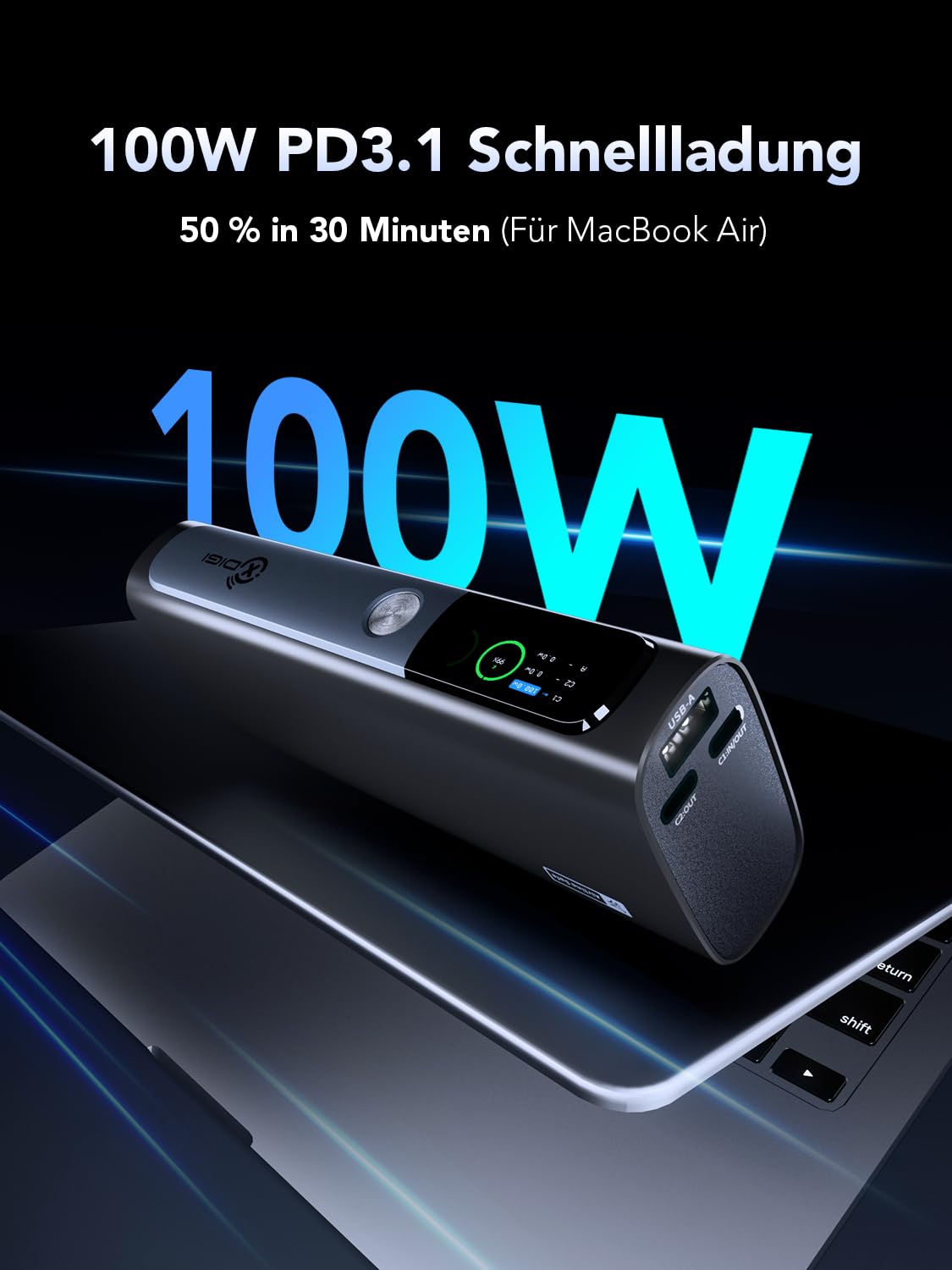 XDIGI 20000mAh Powerbank 130W Max Schnellladung, USB-C PD 3.1 Externer Handyakkus, Digitaldisplay, Kompatibel mit iPhone 16/15/14/13, Samsung Galaxy, MacBook Pro, Dell und mehr 2