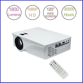 Proyector LED (Mini proyector 1800 lúmenes Proyector 1080p Full ...