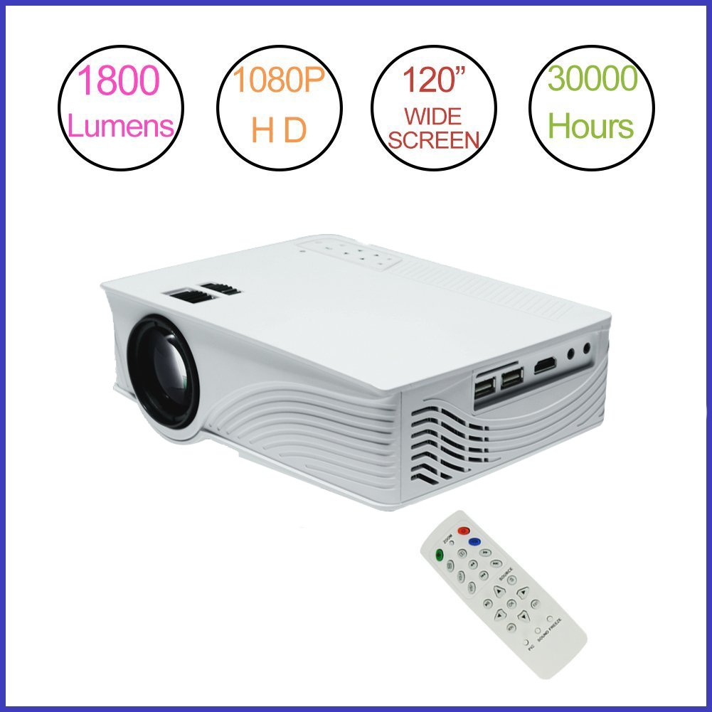 Proyector LED (Mini proyector 1800 lúmenes Proyector 1080p Full ...