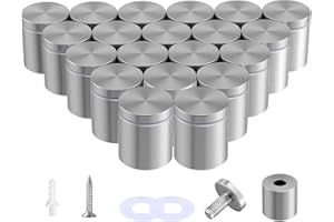 IOQ 20 Pack Stainless Steel Standoff Screws 1 x 1 Inch, Stand Off Wall Mounts Hardware for Acrylic Sign Holder, Silver