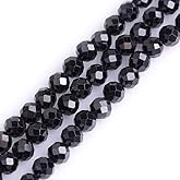 Gem-Inside 5MM Natural Faceted Black Spinel Round Gemstone Beads for Jewelry Making Beads Strand 15 Inches