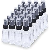YONKAN 2oz Glass Spray Bottle, Fine Mist Boston Glass Bottles with Black Fine Mist Sprayer Small Clear Bottles for Essential