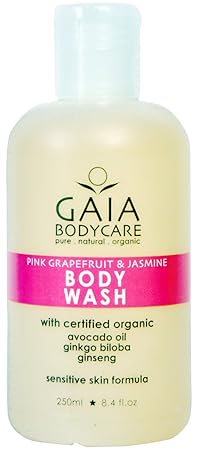 Gaia Skin Naturals Organic Body Wash (250 ml) Grapefruit Calendula Ginseng Primrose Wheat Germ & Jasmine Body Wash