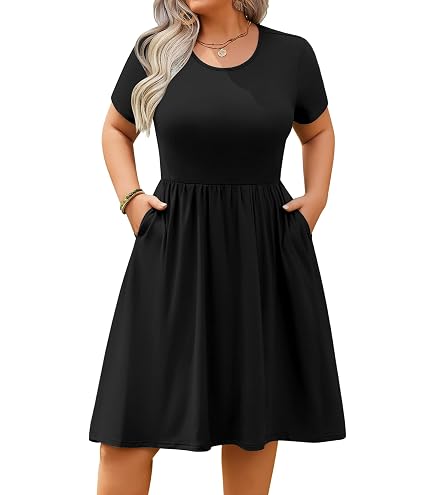 empire waist t shirt dress IN'VOLAND Womens Plus Size Dresses Summer Short Sleeve Casual Loose Flowy T-Shirt with Pockets Blue Flower at Amazon Women's Clothing store vintage dresses in Australia SilkSilky 100% Mulberry Silk Plus size Color:Vermillion * Our Ethical Practices