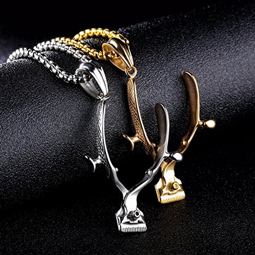 SMITH CHU Fashion Hair Trimming Barber Hand Clipper Pendant - Stainless Steel Jewelry Necklace for Men - Barber Stylist Salon Tools Jewelry Round Box Chain
