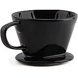 Ceramic Pour Over Coffee Dripper, Yeeco Reusable Pour Over Coffee Filter Cup with 3 Drip Holes, Brewing Coffee Dripper Cone w