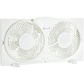 Amazon Basics Window Fan with Twin Heads for Cooling Airflow, Exhaust and Intake Switch, 9-Inch Blades (6 Blades per Head), 2