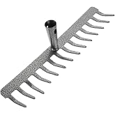 Totority Carbon Steel 14-Tooth Garden Rake Head for Lawn Clearing Yard Cleanup