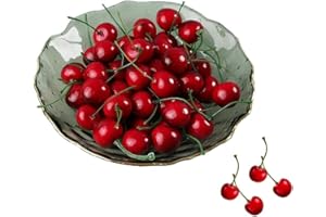 20 Pcs Red Artificial Lifelike Simulation Cherries Fake Fruit Model Home House Kitchen Party Decoration Desk Ornament, Decora