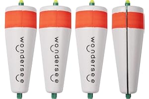 wondersee Fishing Floats Weighted Slotted Peg Popping Floats Slip Bobbers, Pack of 4