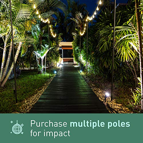 Outdoor Christmas String Lights Pole (2x9ft) - Sturdy Steel Coated Water-Resistant - Patent 4Prong Fork - Light Up House or Garden w LED Solar Hanging Bulbs for Christmas Holidays Home Café Wedding