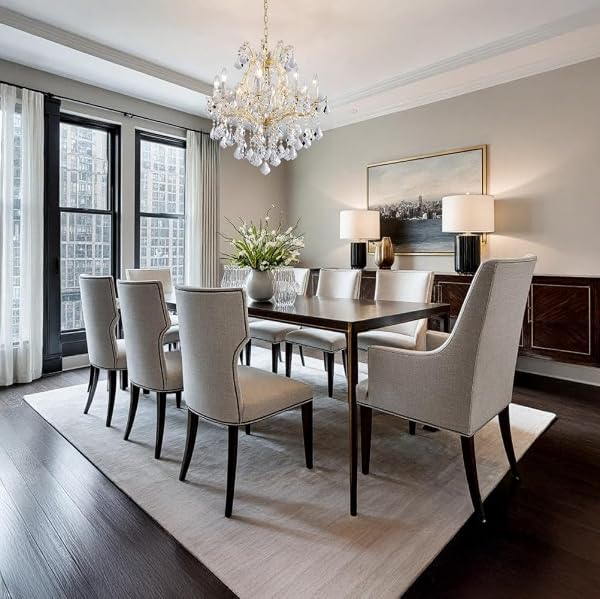 TMAFON MODERN GOLD CHANDELIER LIGHT FIXTURES – 8 LIGHTS LUXURY CRYSTAL CHANDELIERS FOR DINING ROOM, KITCHEN ISLAND, LIVING ROOM, BEDROOM