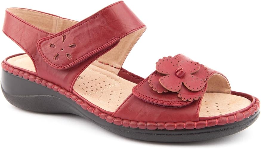 Ladies Caravelle Wide Fit Dotty Knot Red Flat Sandals Size 9 Amazon.co