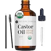 Kate Blanc Cosmetics Castor Oil Organic (2oz), 100% Pure, Cold Pressed, Hexane Free. Stimulate Growth for Hair, Eyelashes, Ey