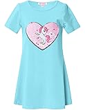 Girls Flip Sequin Shirts Dresses Unicorn Short Sleeve Reversible Summer Clothes
