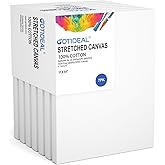 GOTIDEAL Stretched Canvas, 11x14 Inch Set of 7, Primed White - 100% Cotton Artist Canvas Boards for Painting, Acrylic Pouring, Oil Paint Dry & Wet Art Media