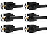 Hasmikit 6 Pack Matte Black Door Handles Privacy