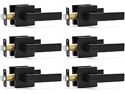 Hasmikit 6 Pack Matte Black Door Handles Privacy